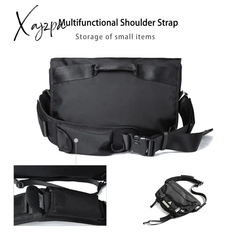 Xajzpa - Men Messenger Bags Waterproof Large Crossbody Shoulder Men's Hip Hop Street Cycling Travel Multilayer  Antitheft Design Bags