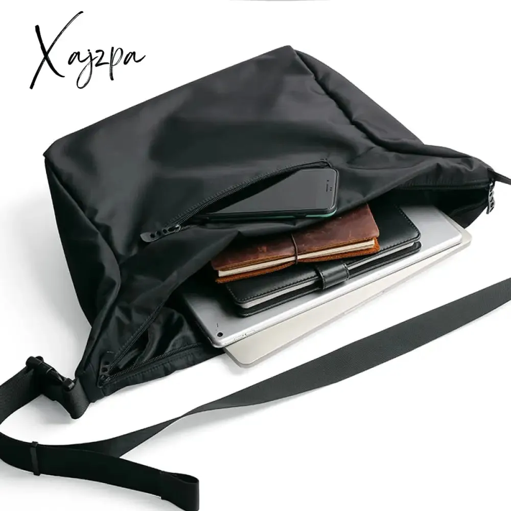 Xajzpa - Solid Oxford Men's Crossbody Bag 12inch IPad Zip Waterproof Portable Leisure Shoulder Sling Bag Outdoor Commuter Sports Gym