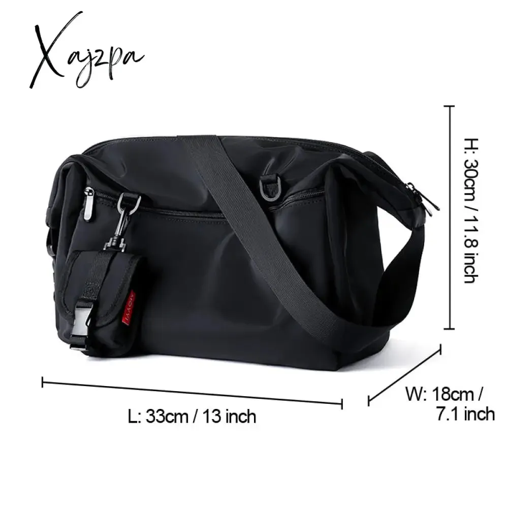 Xajzpa - Solid Oxford Men's Crossbody Bag 12inch IPad Zip Waterproof Portable Leisure Shoulder Sling Bag Outdoor Commuter Sports Gym